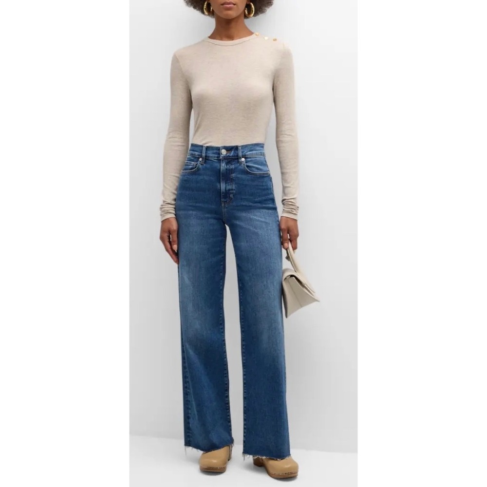 FRAME‎ Le Slim Palazzo Raw Fray Wide Leg Jeans Mermaid Size 25
